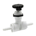 1/4" Hose Barb x 1/4" Hose Barb White Polypropylene Series 586 Needle Valve with EPDM Seal
