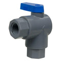 1/4" FNPT x 1/4" FNPT Series Gray PVC 657 Right Angle Two-Way Ball Valve with Buna-N Seal
