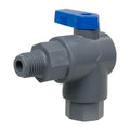 1/4" FNPT x 1/4" MNPT Gray PVC Series 657 Right Angle Two-Way Ball Valve with Buna-N Seal