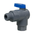 1/4" FNPT x 3/8" MNPT Gray PVC Series 657 Right Angle Two-Way Ball Valve with Buna-N Seal