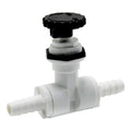 3/8" Hose Barb x 3/8" Hose Barb White Polypropylene Series 586 Needle Valve with EPDM Seal