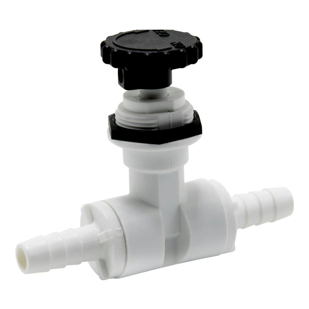 3/8" Hose Barb x 3/8" Hose Barb White Polypropylene Series 586 Needle Valve with EPDM Seal