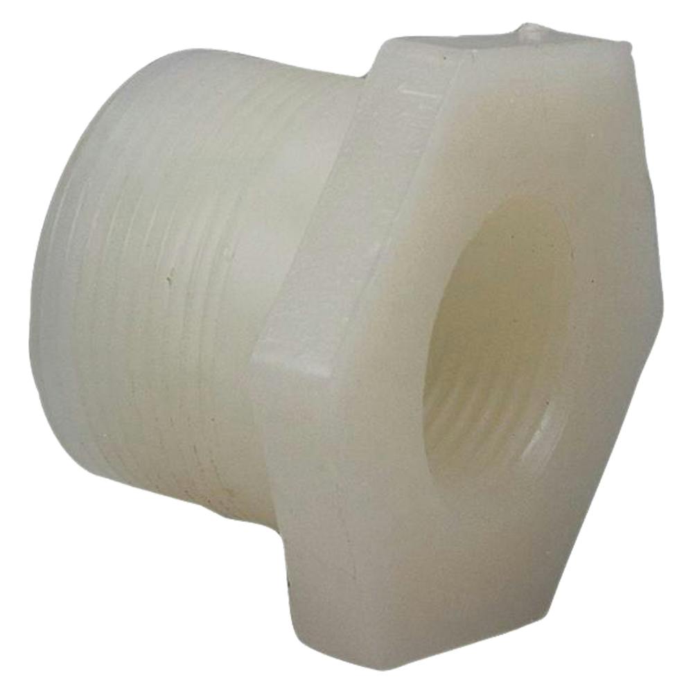 3/4" MNPT x 1/2" FNPT Chemtrol® Natural Kynar® PVDF Schedule 80 Threaded Reducer Bushing