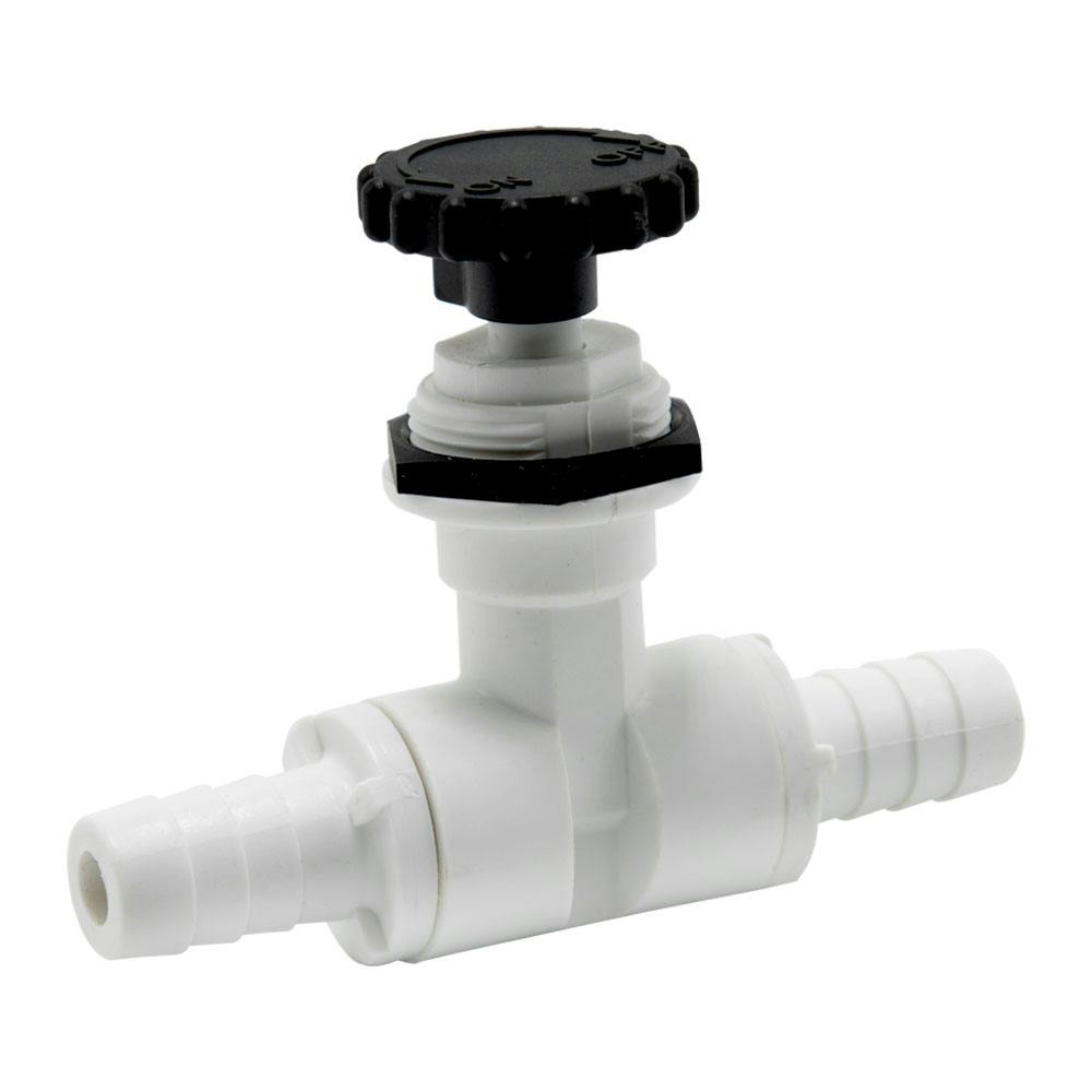 1/2" Hose Barb x 1/2" Hose Barb White Polypropylene Series 586 Needle Valve with EPDM Seal