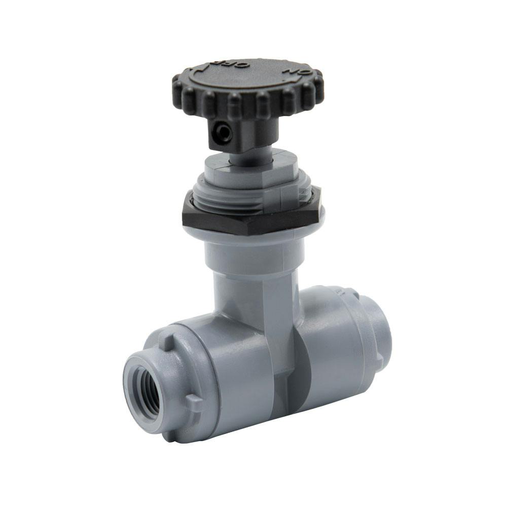 1/8" FNPT x 1/8" FNPT Gray PVC Series 586 Needle Valve with EPDM Seal