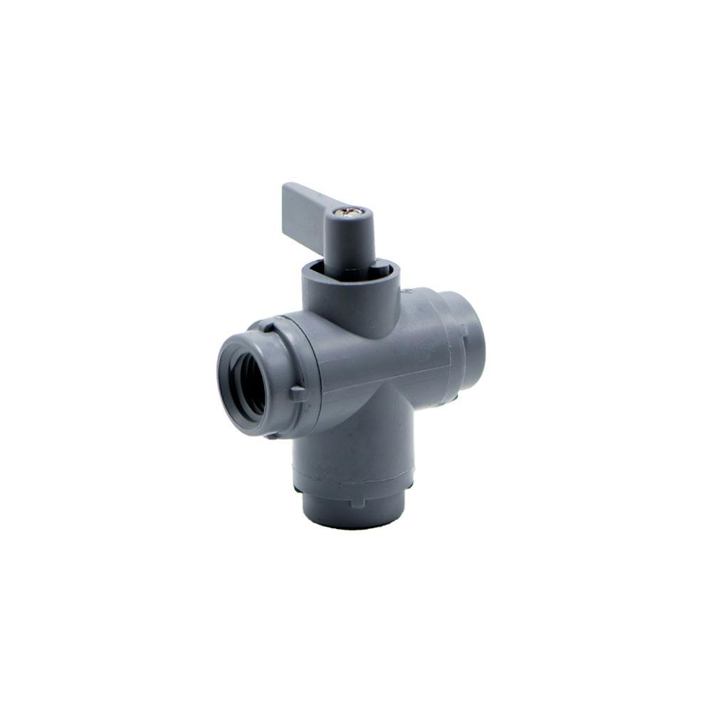 1/4" FNPT Series 326 3-way PVC Ball Valve with FKM Seals
