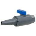 3/8" to 5/8" Tapered Barb x 1/4" MNPT Gray PVC Series 638 Straight Two-Way Ball Valve with Buna-N Seal