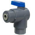 1/4" FNPT x 1/4" OD Tube John Guest® Gray PVC Series 657 Right Angle Two-Way Ball Valve with Buna-N Seal