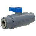 3/8" OD Tube John Guest® x 3/8" OD Tube John Guest® Gray PVC Series 638 Straight Two-Way Ball Valve with Buna-N Seal