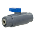 1/4" OD Tube John Guest® x 1/4" OD Tube John Guest® Gray PVC Series 638 Straight Two-Way Ball Valve with Buna-N Seal