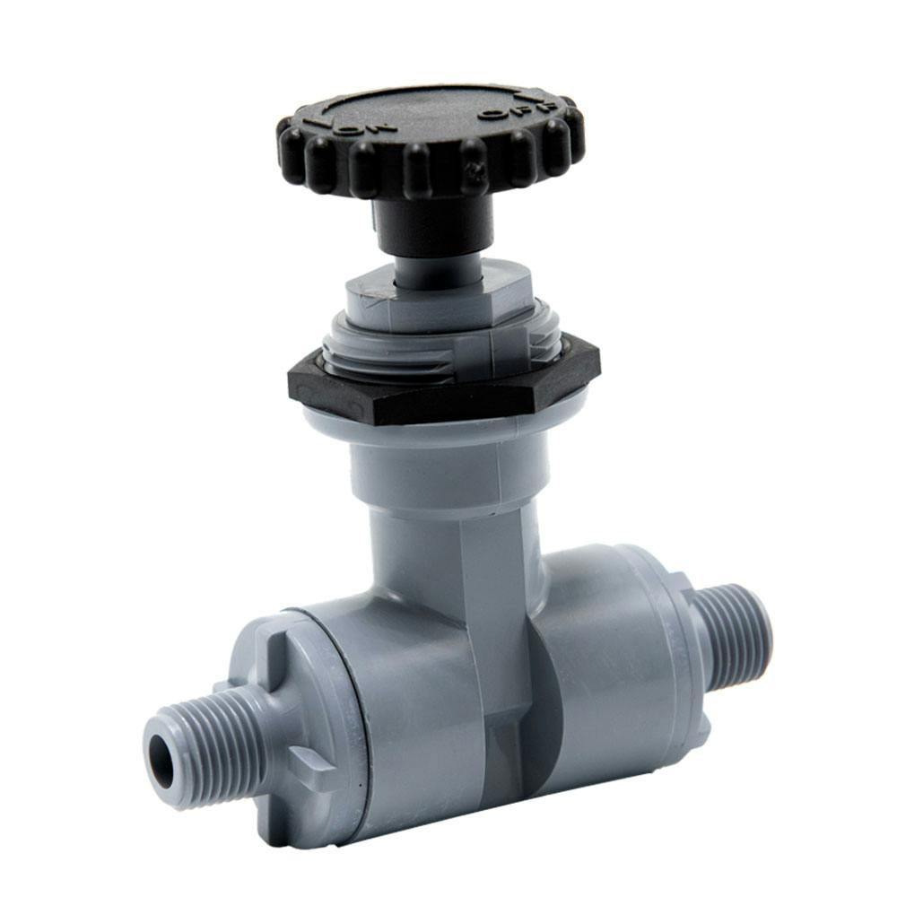 1/8" MNPT x 1/8" MNPT Gray PVC Series 586 Needle Valve with EPDM Seal