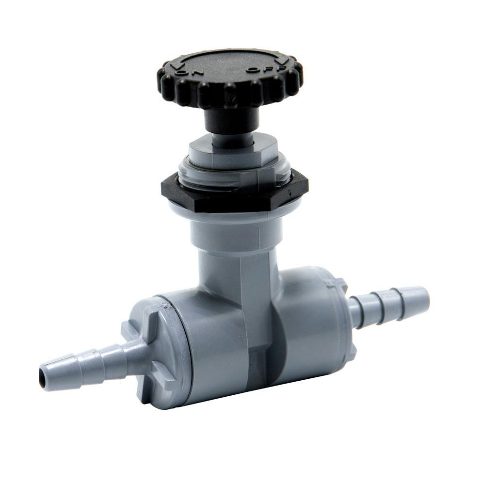 1/4" Hose Barb x 1/4" Hose Barb Gray PVC Series 586 Needle Valve with EPDM Seal