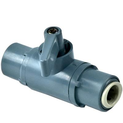 3/8" OD Push-to-Connect x 3/8" OD Push-to-Connect Gray PVC Series 226 Two-Way Ball Valve with Viton™ Seals