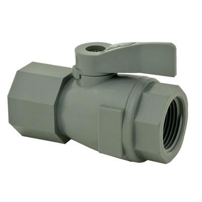 3/4" FNPT x 3/4" FNPT Gray PVC Series 074 Two-Way Ball Valve with Buna-N Seals