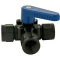 1/2" FNPT Series 639 Polypropylene 3-Way Ball Valve with Buna-N seals & Blue Handle