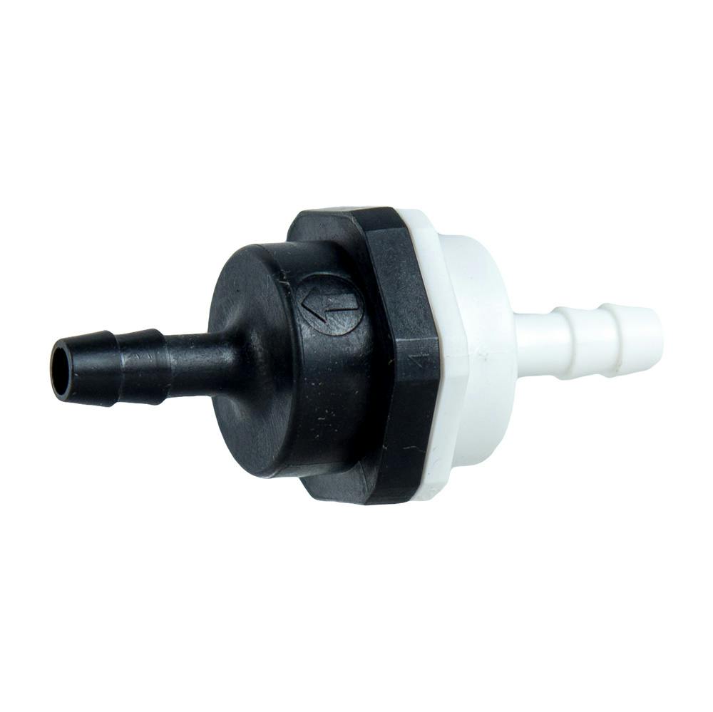 3/16" Hose Barb x 3/16" Hose Barb Series 406 Polypropylene Check Valve with 0.25 psi Spring & Viton™ Seal