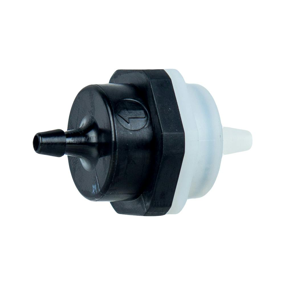 1/8" Hose Barb x 1/8" Hose Barb Series 406 Nylon Check Valve with 0.25 psi Spring & Buna-N Seal