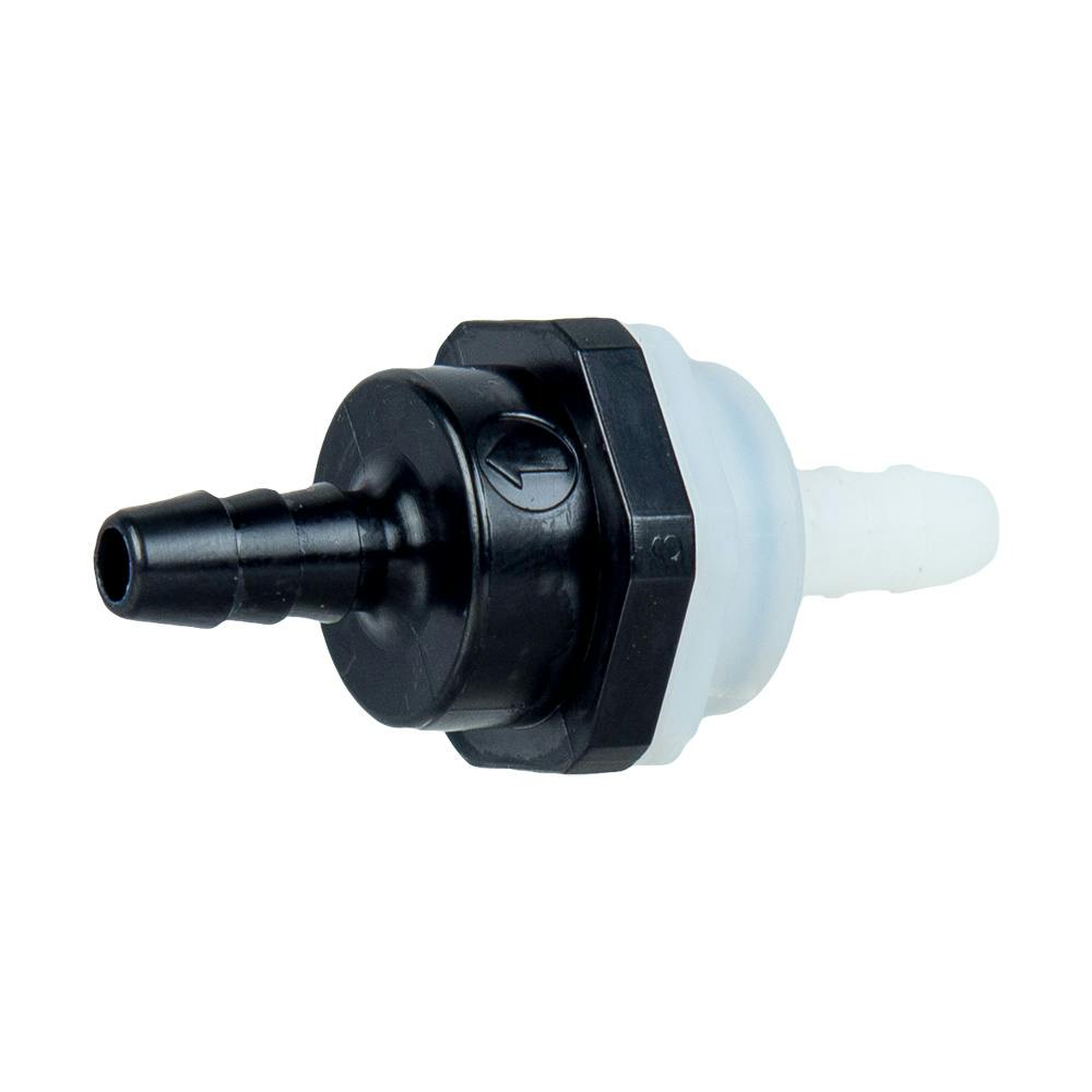 1/4" Hose Barb x 1/4" Hose Barb Series 406 Nylon Check Valve with 0.25 psi Spring & Viton™ Seal
