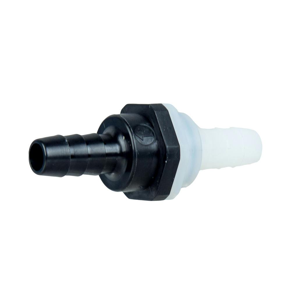 3/8" Hose Barb x 3/8" Hose Barb Series 406 Nylon Check Valve with 0.25 psi Spring & Buna-N Seal