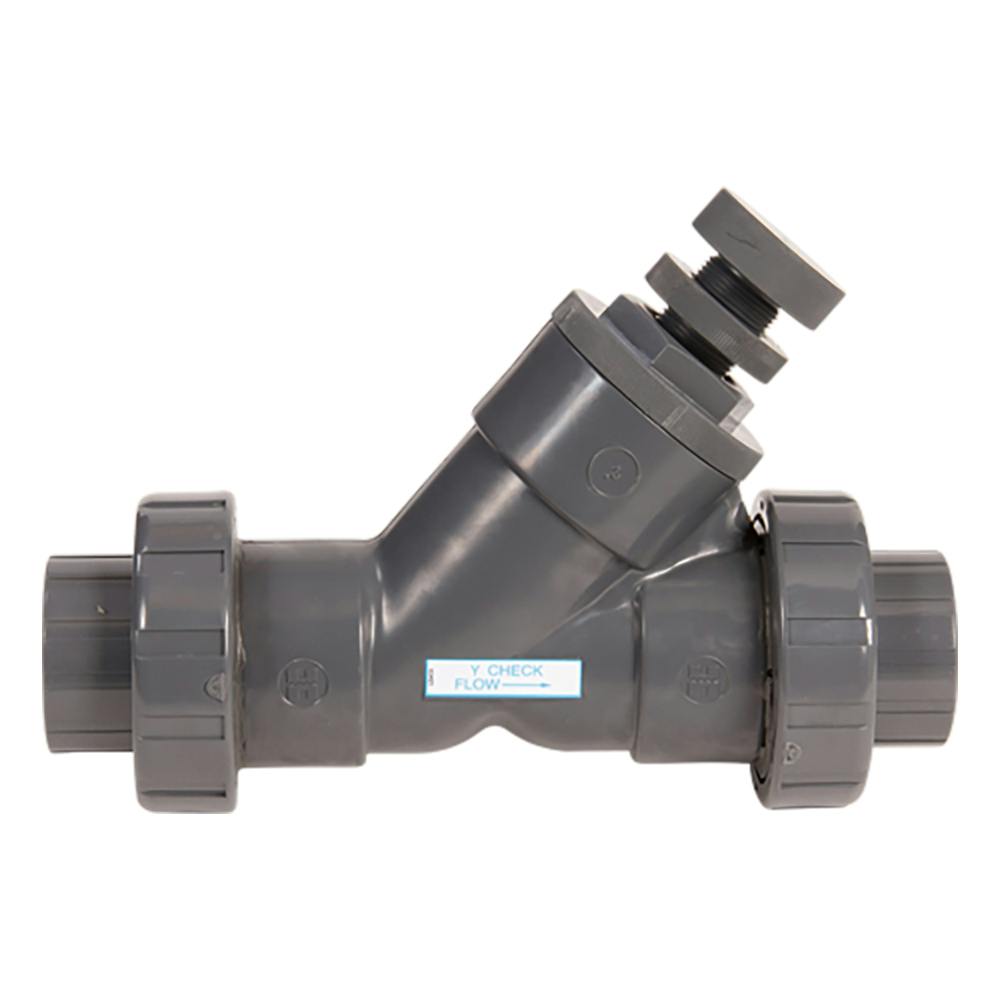 1/2" Threaded SLC Series Spring Loaded True Union Y-Check Valve with EPDM O-Rings
