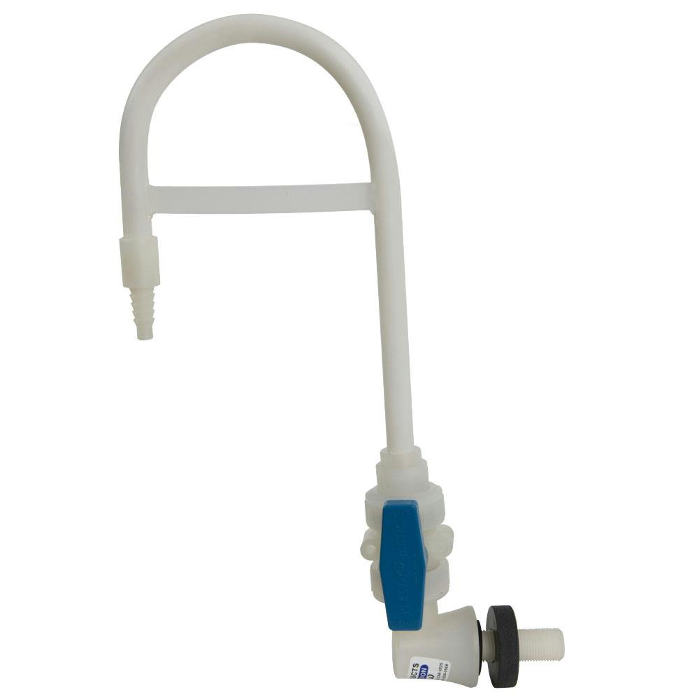 1/2" Wall Mount Natural Polypropylene Gooseneck Faucet with True Union Valve