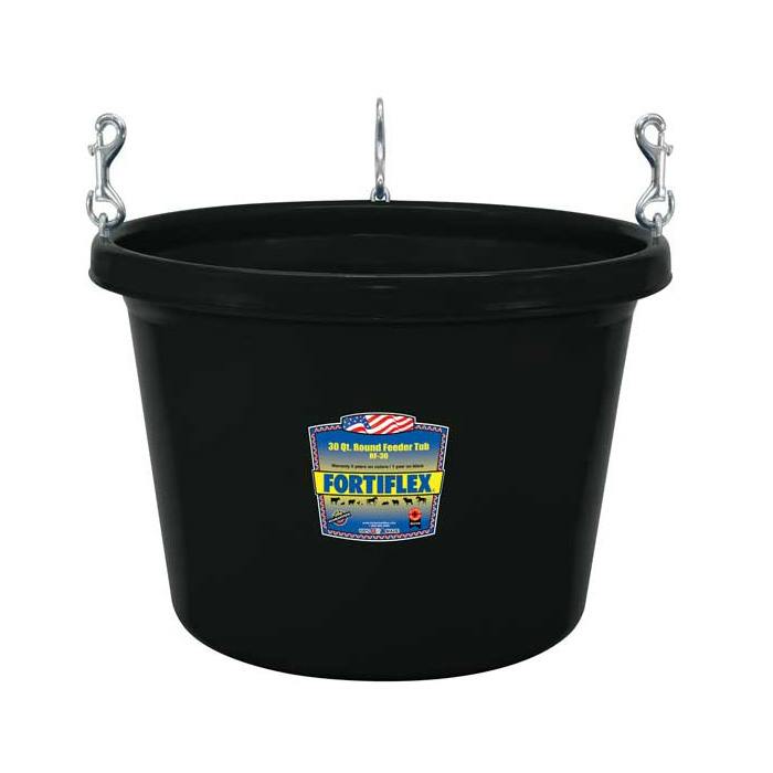 30 Quart Black Round Hanging Feeder Tub