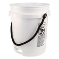 5 Gallon White HDPE Round Built-in Bottom Handle Bucket with Rope Handle (Lid Sold Separately)