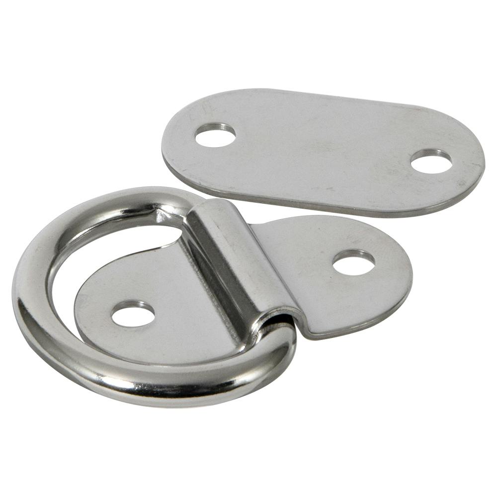 1.52" Ring ID L x 0.95" Ring ID W Type 316 Stainless Steel Folding Pad Eye with 2 Mounting Holes for #14 Pan Head Screws