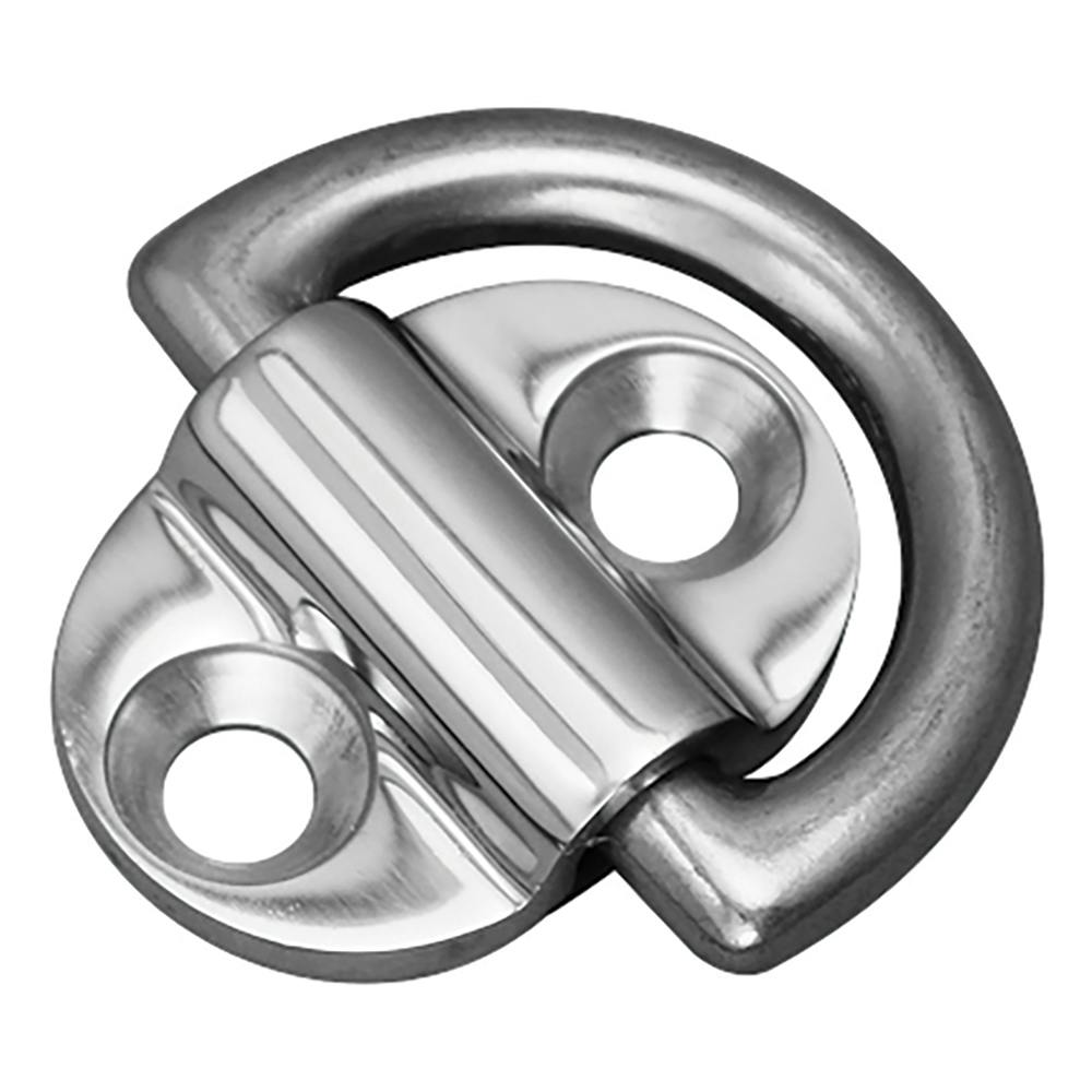 1.48" Ring ID L x 0.69" Ring ID W Type 316 Stainless Steel Heavy-Duty Folding Pad Eye with 2 Mounting Holes for #20 Flat Head Screws