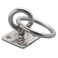 0.75" Ring ID Type 304 Stainless Steel Swivel Pad Eye with Additional 1.61" ID Ring & 4 Mounting Holes for #8 Flat Head Screws