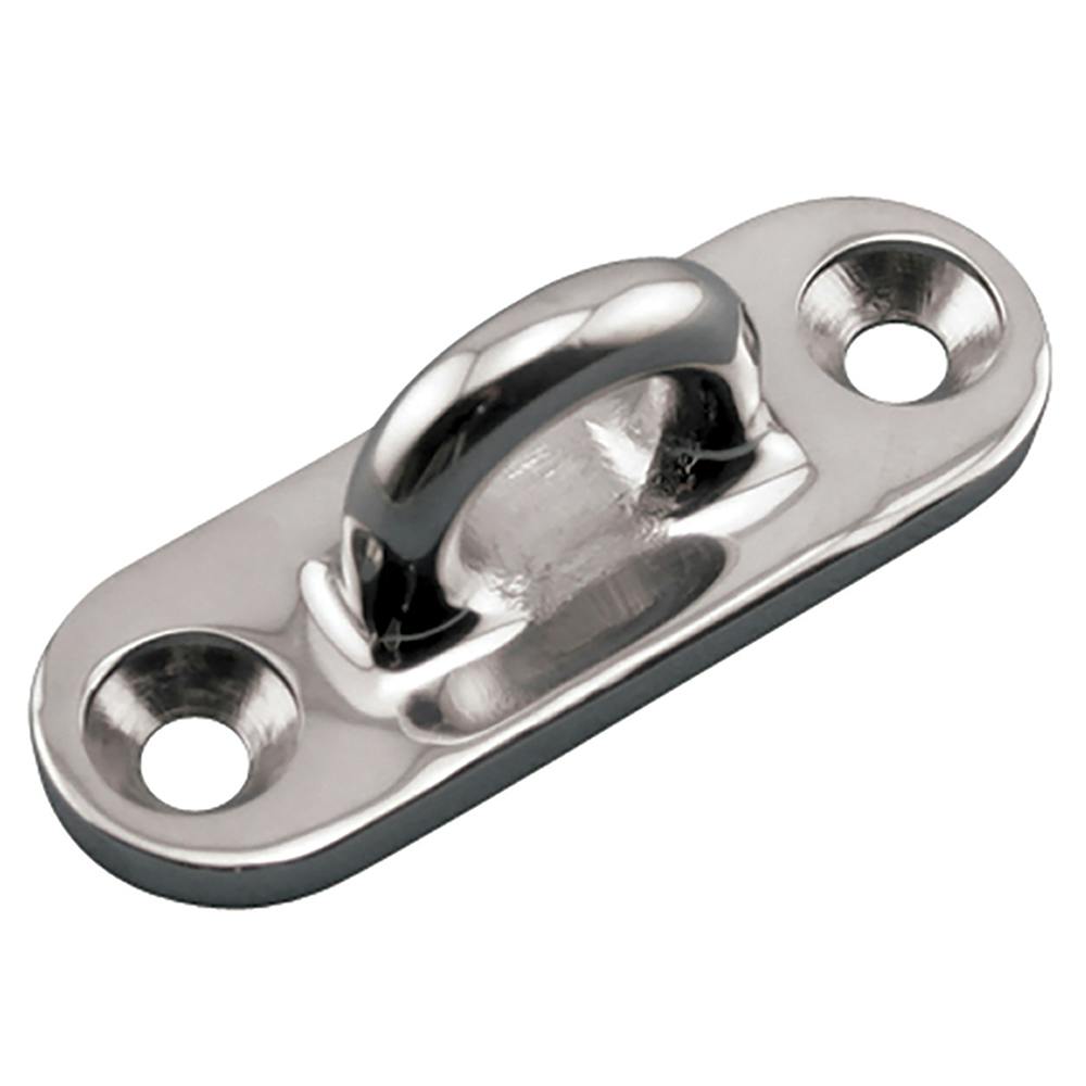 0.88" Ring ID L x 0.68" Ring ID W Type 316 Stainless Steel Heavy-Duty Oblong Pad Eye with 2 Mounting Holes for #20 Flat Head Screws