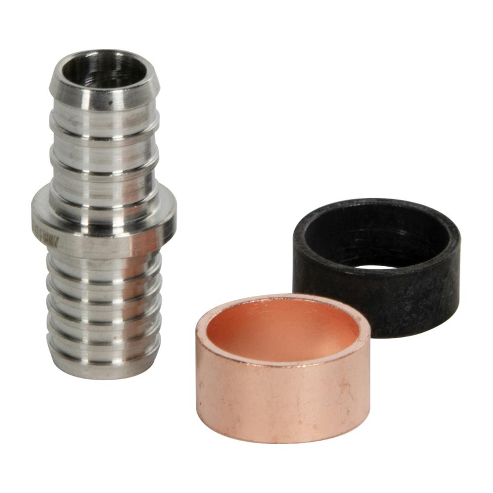 1/2" PEX x 1/2" PolyButylene Tube Stainless Steel Transition Coupling Kit
