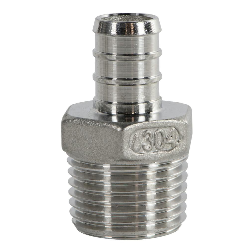 1/2" PEX x 3/4" MNPT Stainless Steel Male Adapter