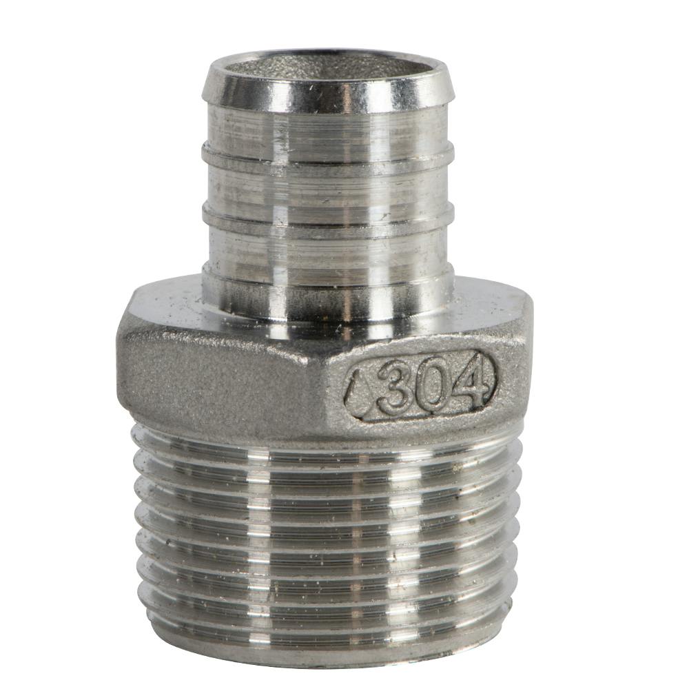 3/4" PEX x 1" MNPT Stainless Steel Male Adapter