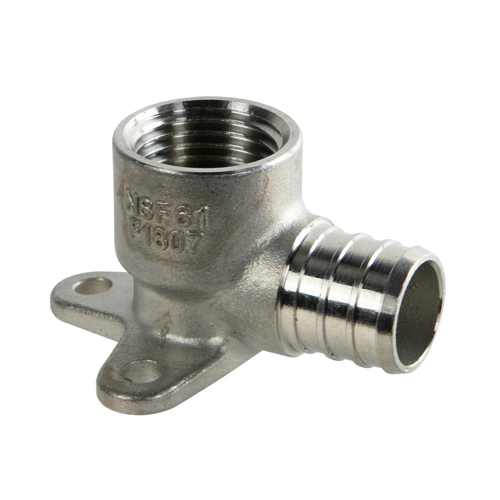3/4" PEX x 1/2" FNPT Stainless Steel Female Dropear 90° Elbow