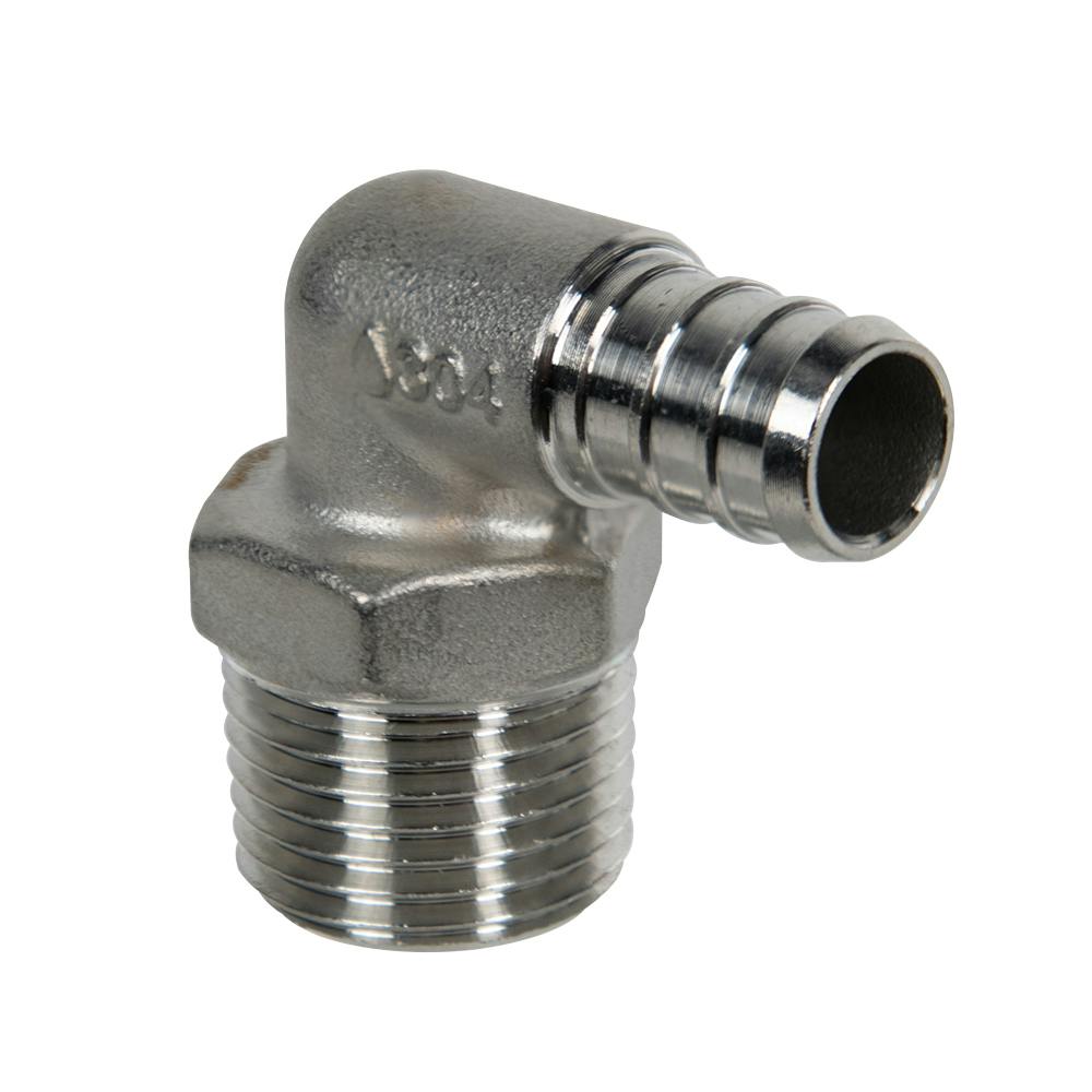 1/2" PEX x 1/2" MNPT Stainless Steel Male 90° Elbow