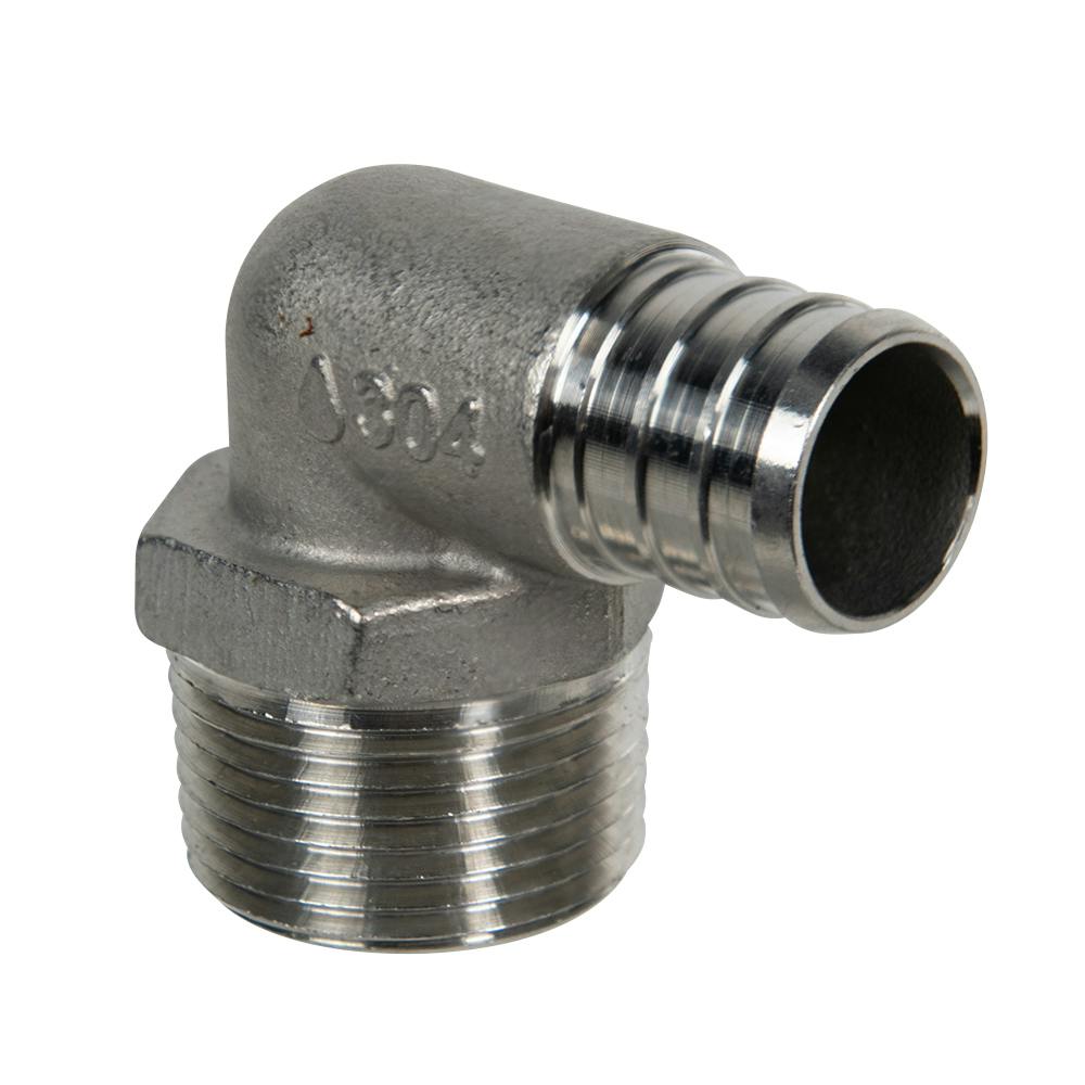3/4" PEX x 3/4" MNPT Stainless Steel Male 90° Elbow