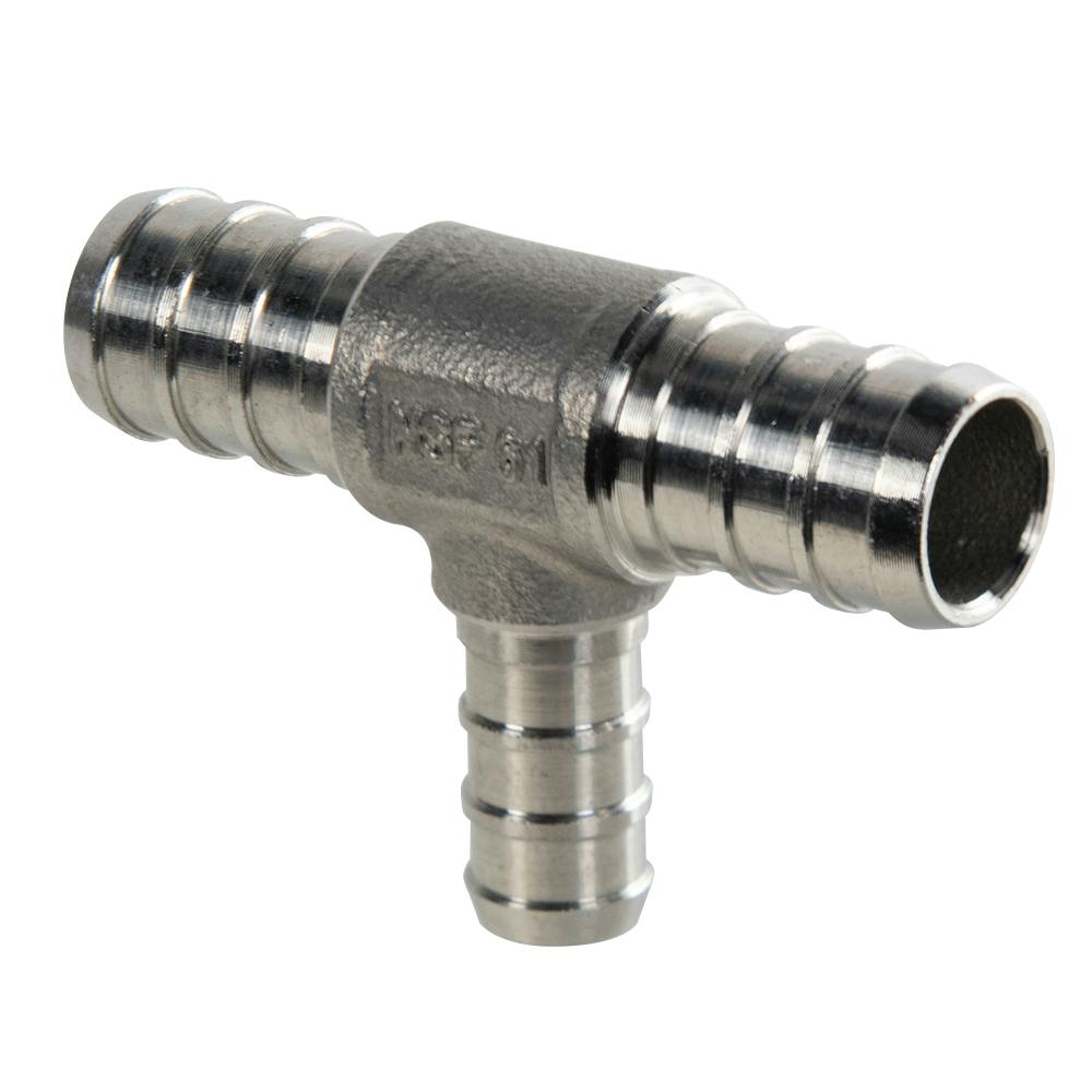 1/2" x 1/2" x 3/8" PEX Stainless Steel Reducer Tee
