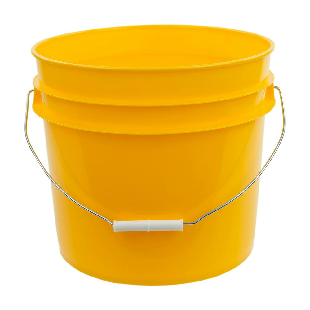 3-1/2 Gallon Yellow HDPE Economy Round Bucket with Wire Bail Handle & Plastic Hand Grip (Lid sold separately)