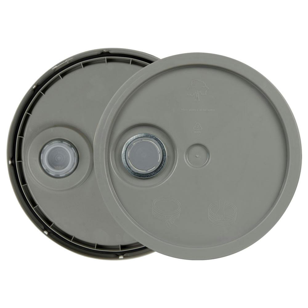 3-1/2 to 5-1/4 Gallon Gray HDPE Economy Round Bucket Lid with Pour Spout