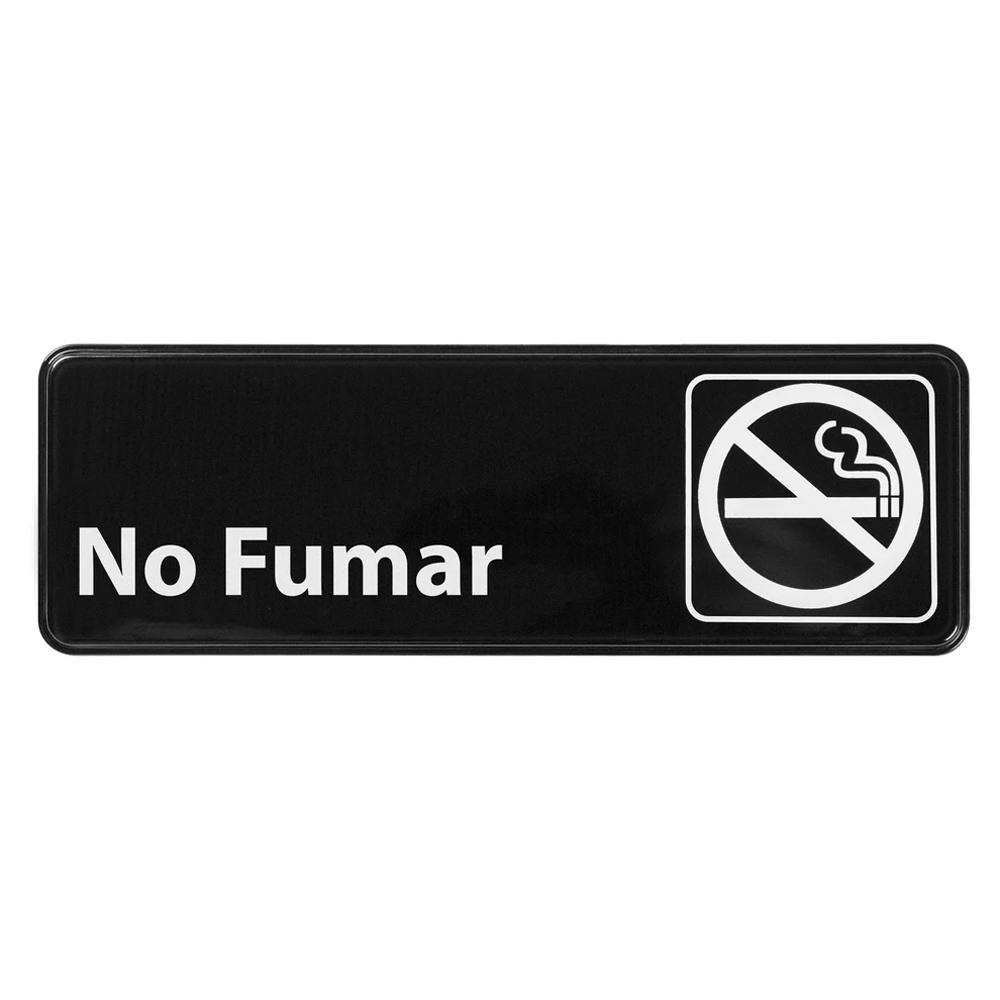 "No Fumar" Black & White Self-Adhesive Sign with Symbol - 9" L x 3" Hgt.