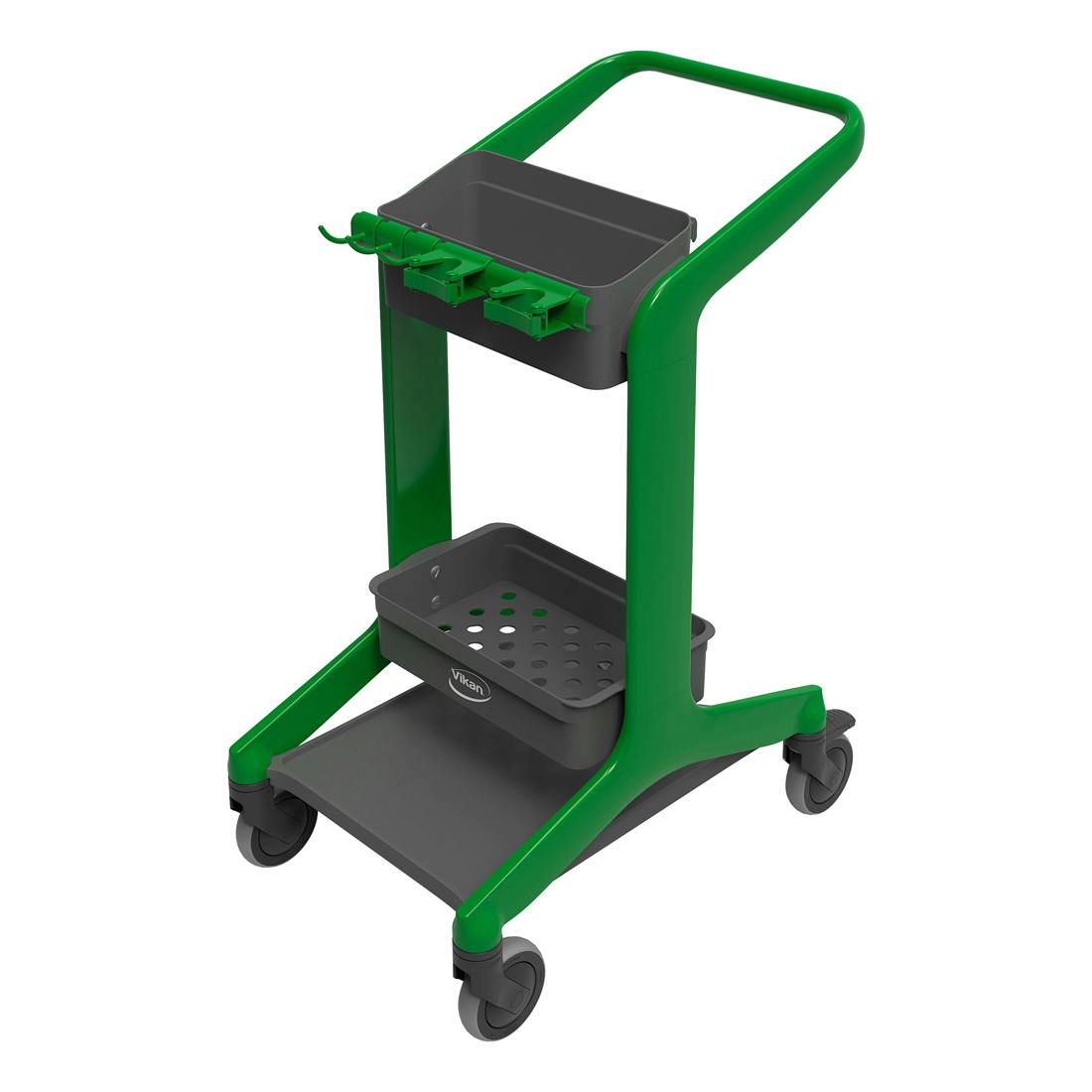 Green Vikan® HyGo Mobile Cleaning Station Cart