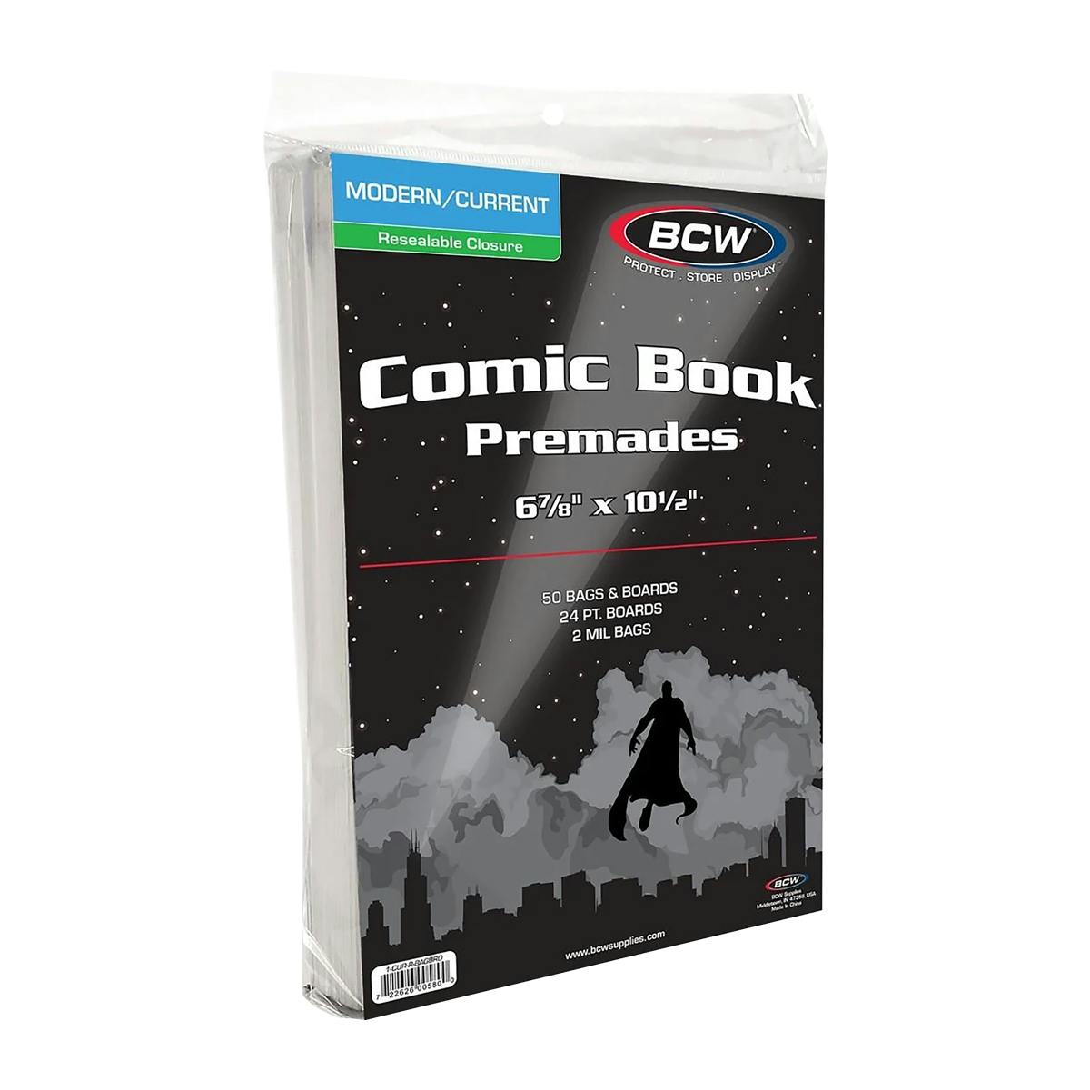 BCW® 6-7/8” Premade Resealable Current Comic Bag & Board (Pack of 50)