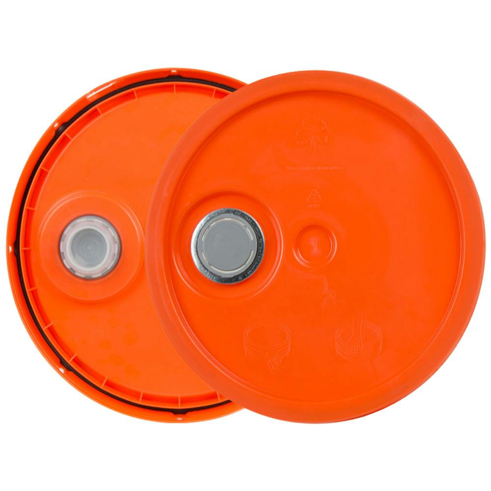 3-1/2 to 5-1/4 Gallon Orange HDPE Economy Round Bucket Lid with Pour Spout