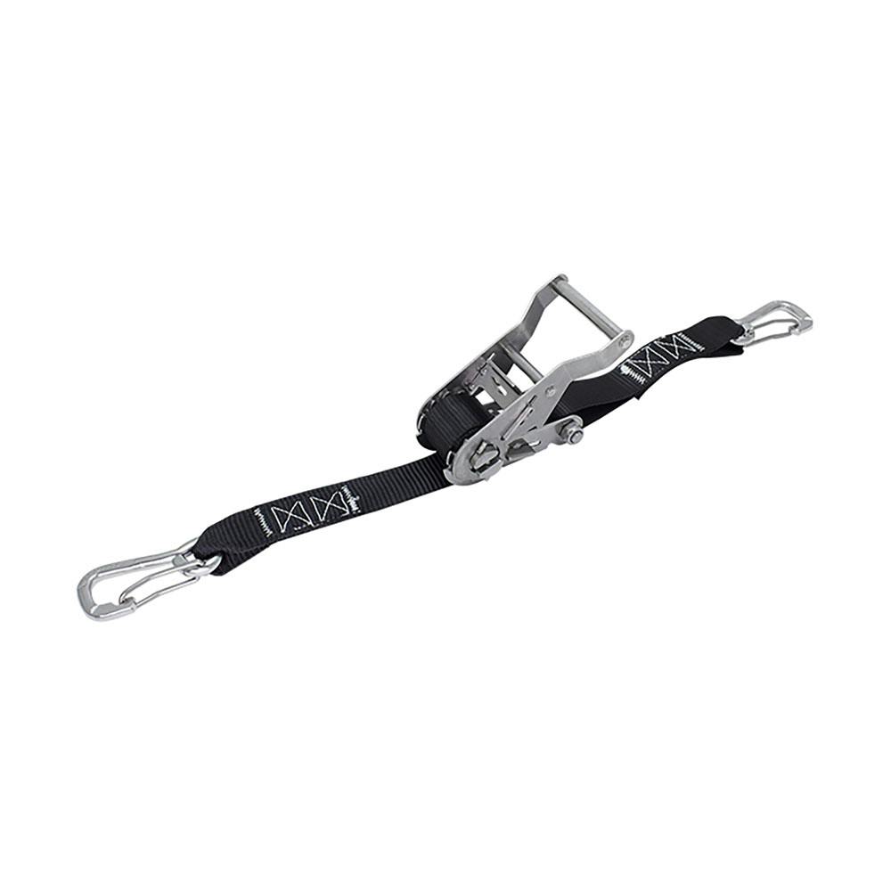 2" W x 10' L Black Nylon Marine-Grade Stainless Steel Wide Ratchet Assembly with Clips