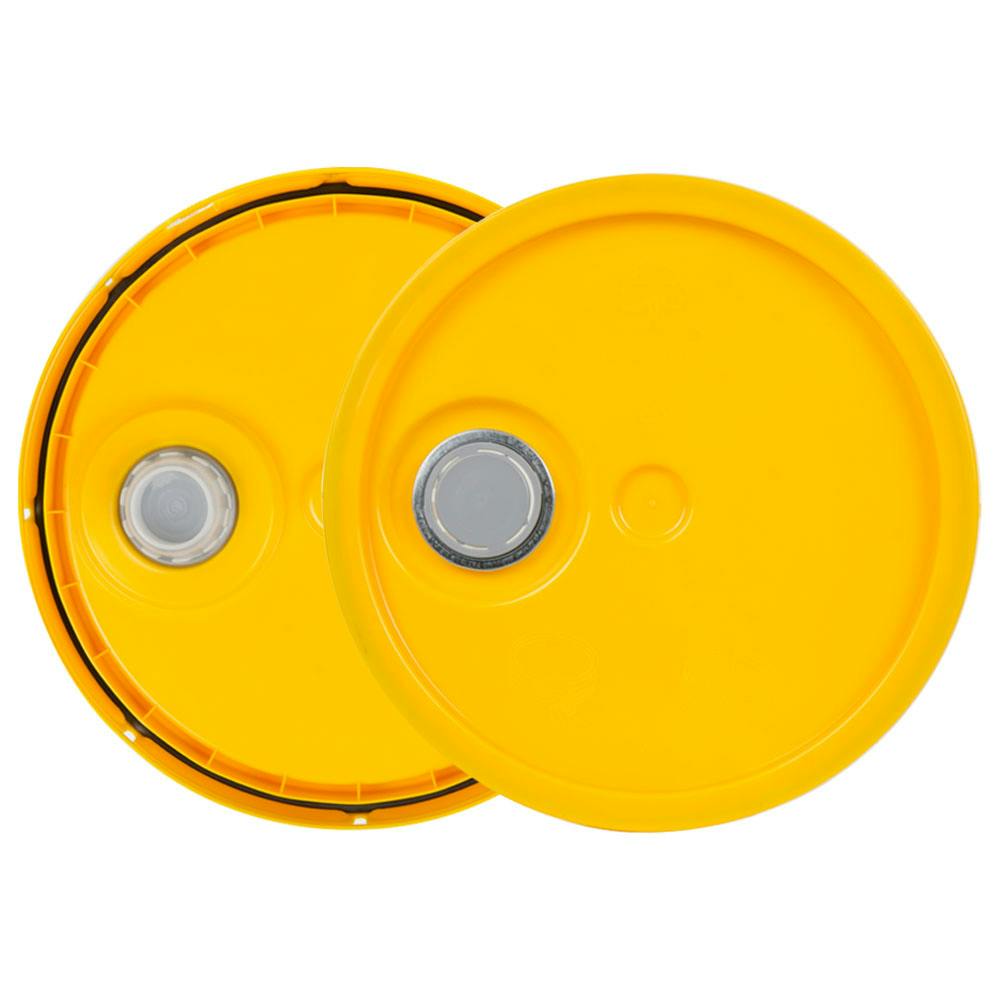 3-1/2 to 5-1/4 Gallon Yellow HDPE Economy Round Bucket Lid with Pour Spout