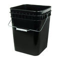 4 Gallon Black HDPE Economy Square Bucket with Wire Bail Handle & Plastic Hand Grip (Lid Sold Separately)