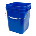 4 Gallon Blue HDPE Economy Square Bucket with Wire Bail Handle & Plastic Hand Grip (Lid Sold Separately)