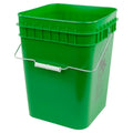 4 Gallon Green HDPE Economy Square Bucket with Wire Bail Handle & Plastic Hand Grip (Lid Sold Separately)