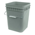 4 Gallon Gray HDPE Economy Square Bucket with Wire Bail Handle & Plastic Hand Grip (Lid Sold Separately)